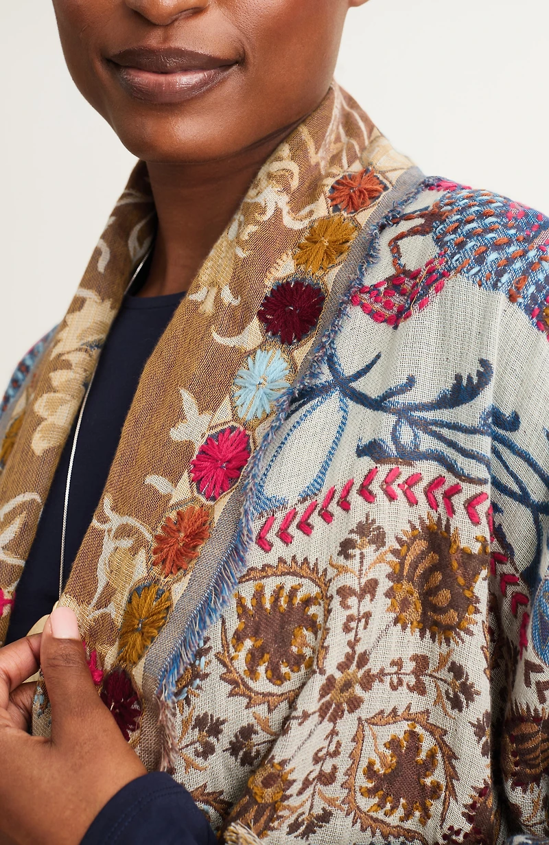 hand-embroidered jacquard soft jacket