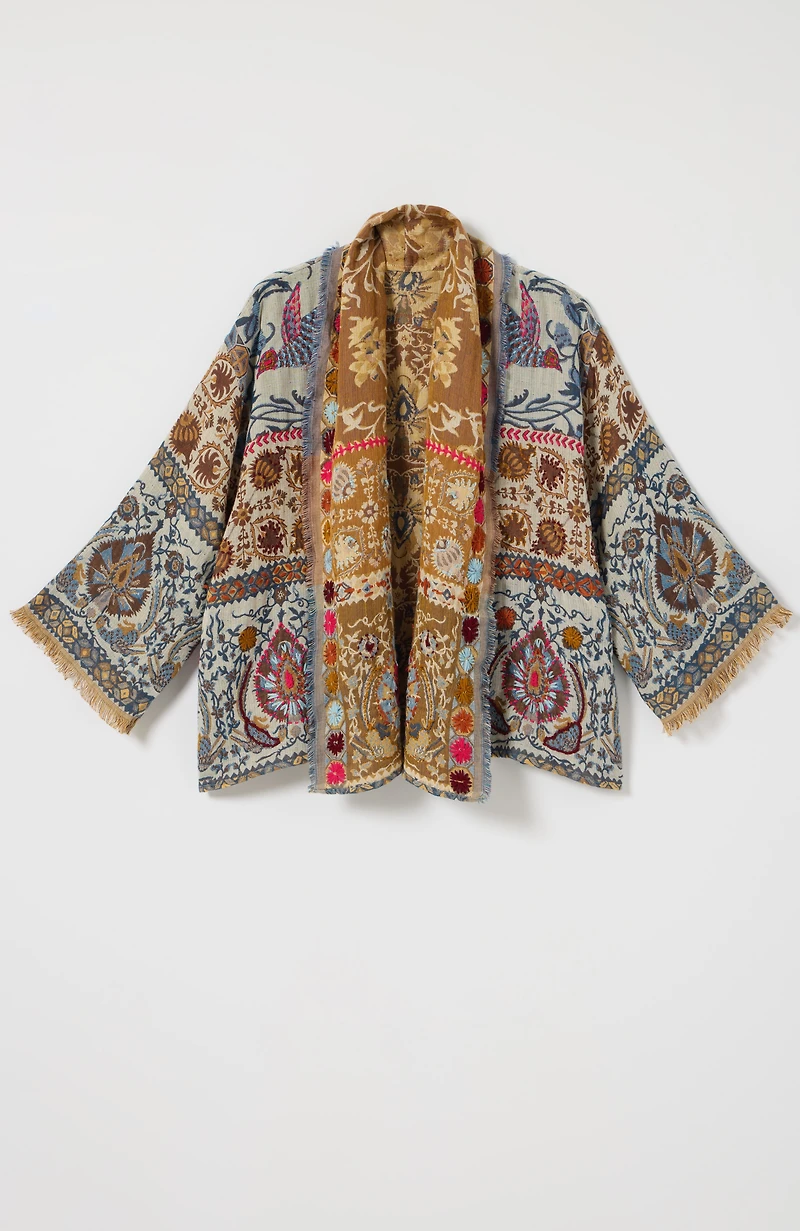 hand-embroidered jacquard soft jacket