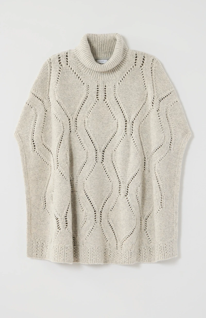 cotton-blend cable poncho