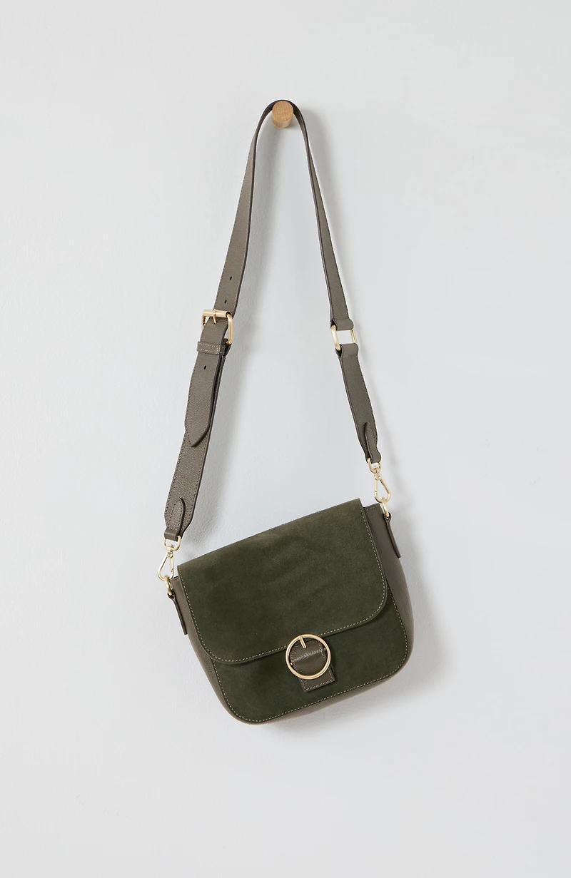 suede & leather crossbody