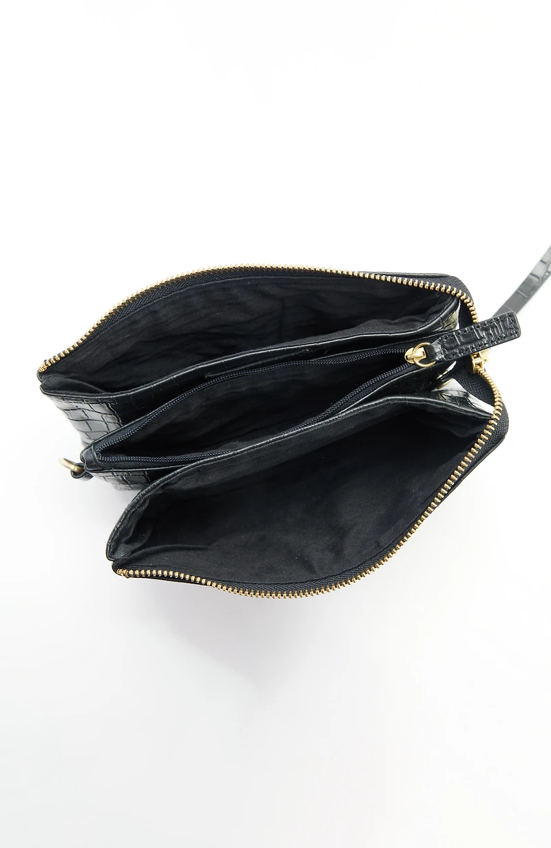 embossed leather 3-in-1 crossbody