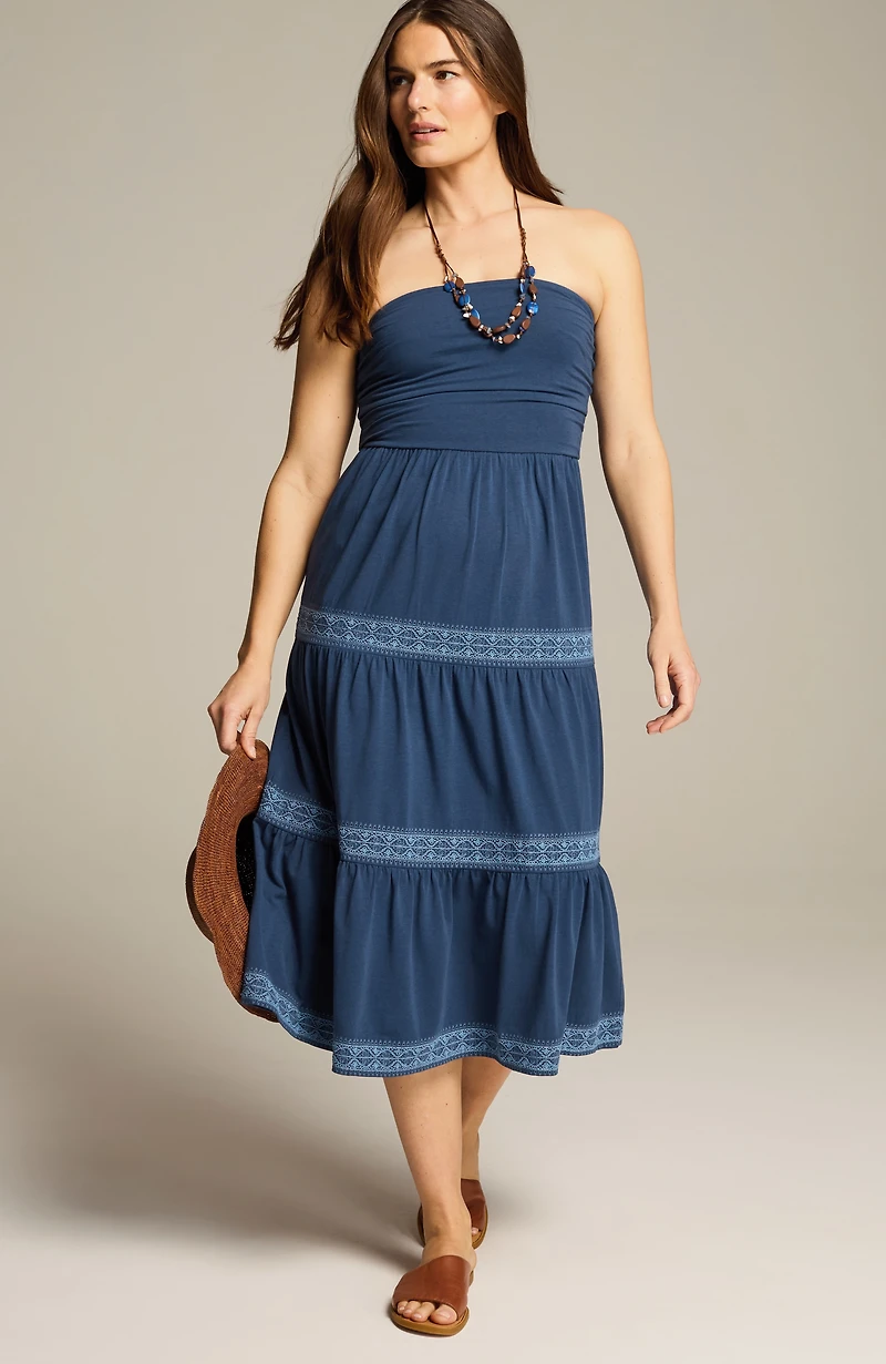 embroidered strapless dress