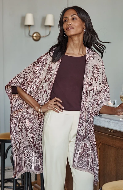 beaded jacquard ruana