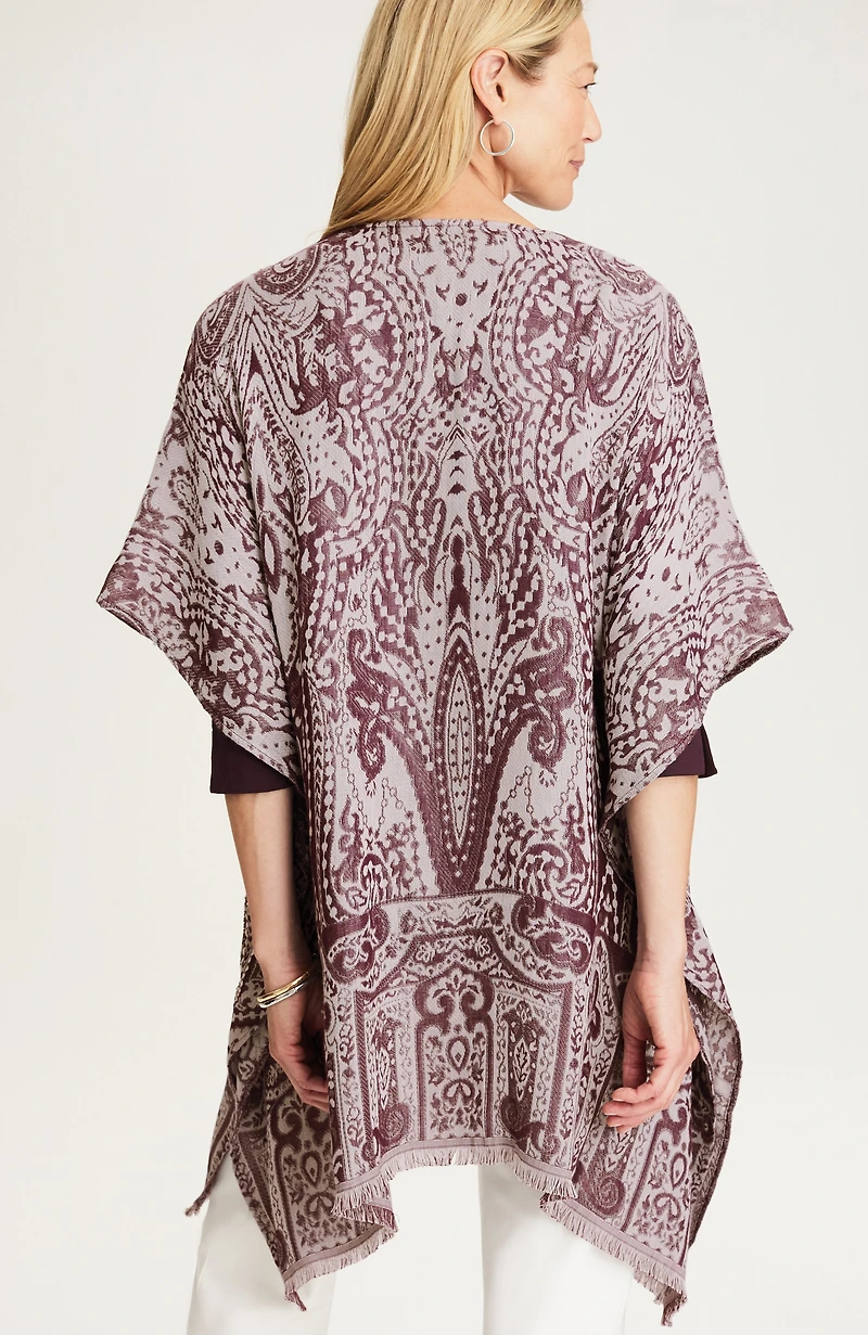 beaded jacquard ruana