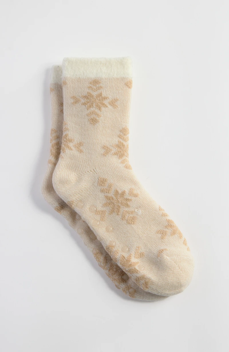 snowflake stamp slipper socks
