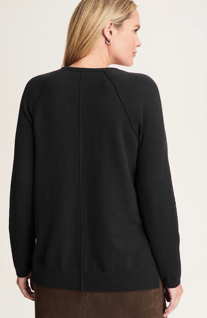 soft seamed v-neck sweater