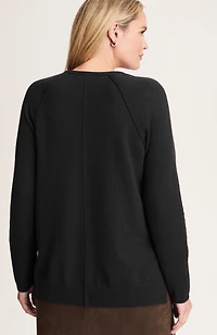 soft seamed v-neck sweater