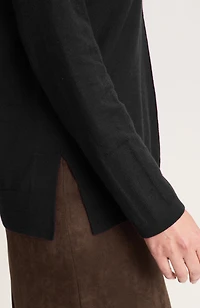 soft seamed v-neck sweater