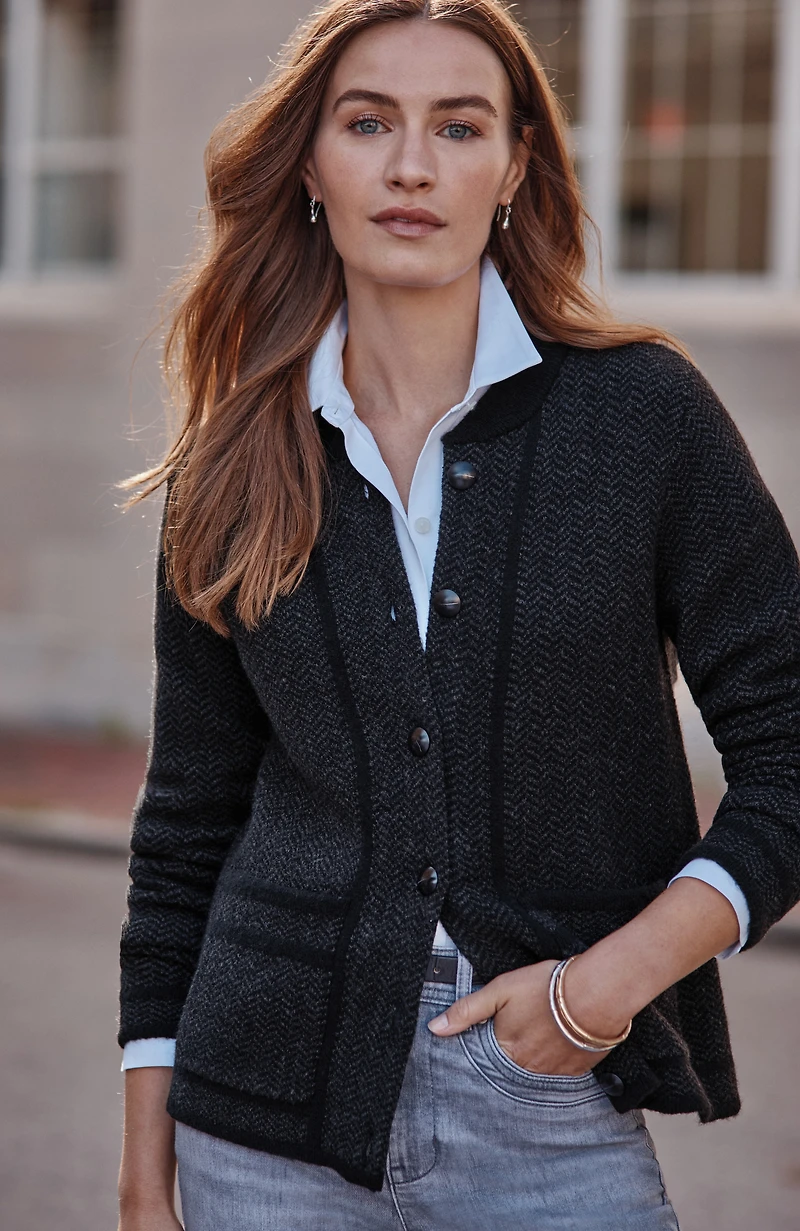 chevron sweater-jacket