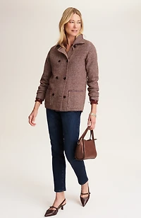 tweed button-front sweater-jacket