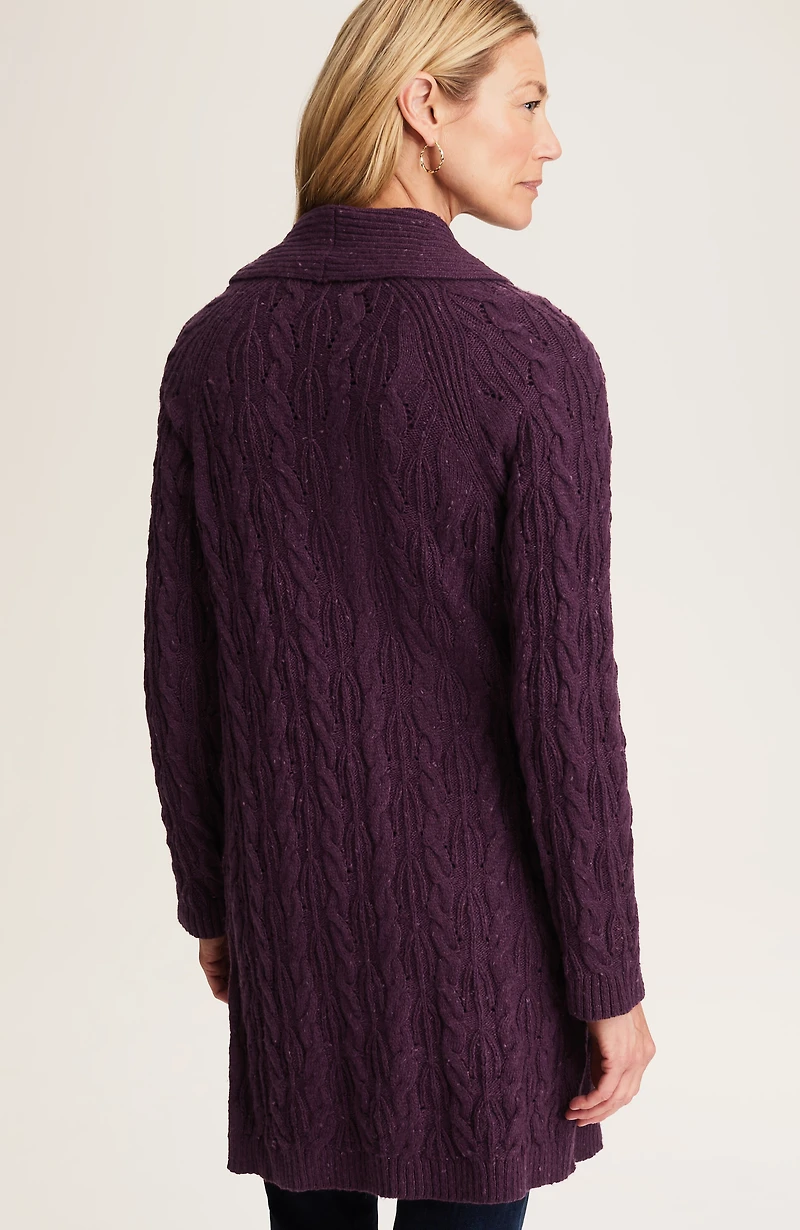 mixed-texture shawl-collar cardi