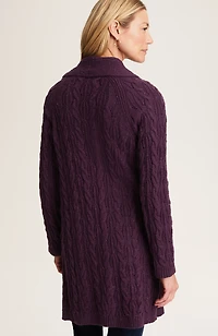 mixed-texture shawl-collar cardi