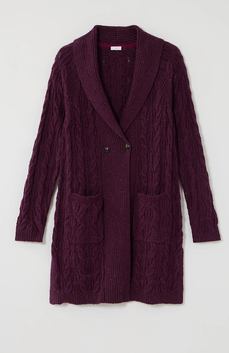 mixed-texture shawl-collar cardi