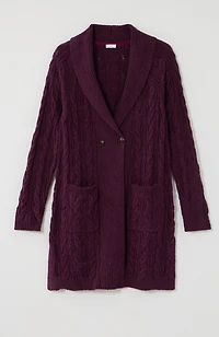 mixed-texture shawl-collar cardi