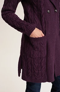 mixed-texture shawl-collar cardi