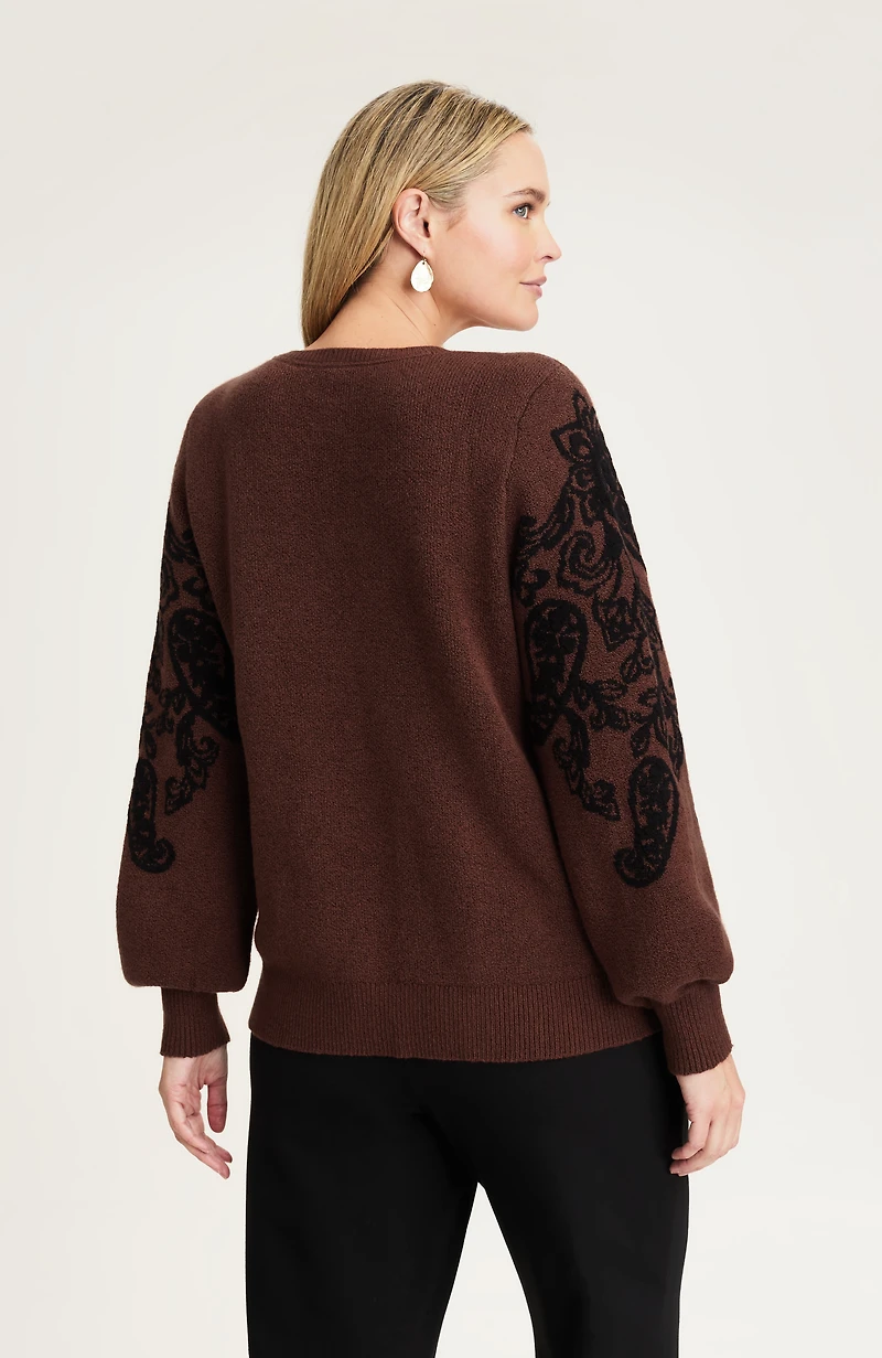 paisley-sleeve sweater