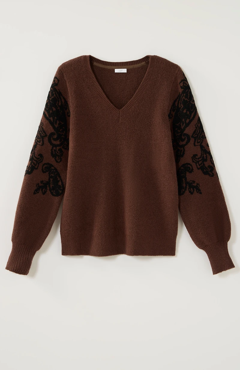 paisley-sleeve sweater