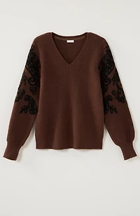paisley-sleeve sweater