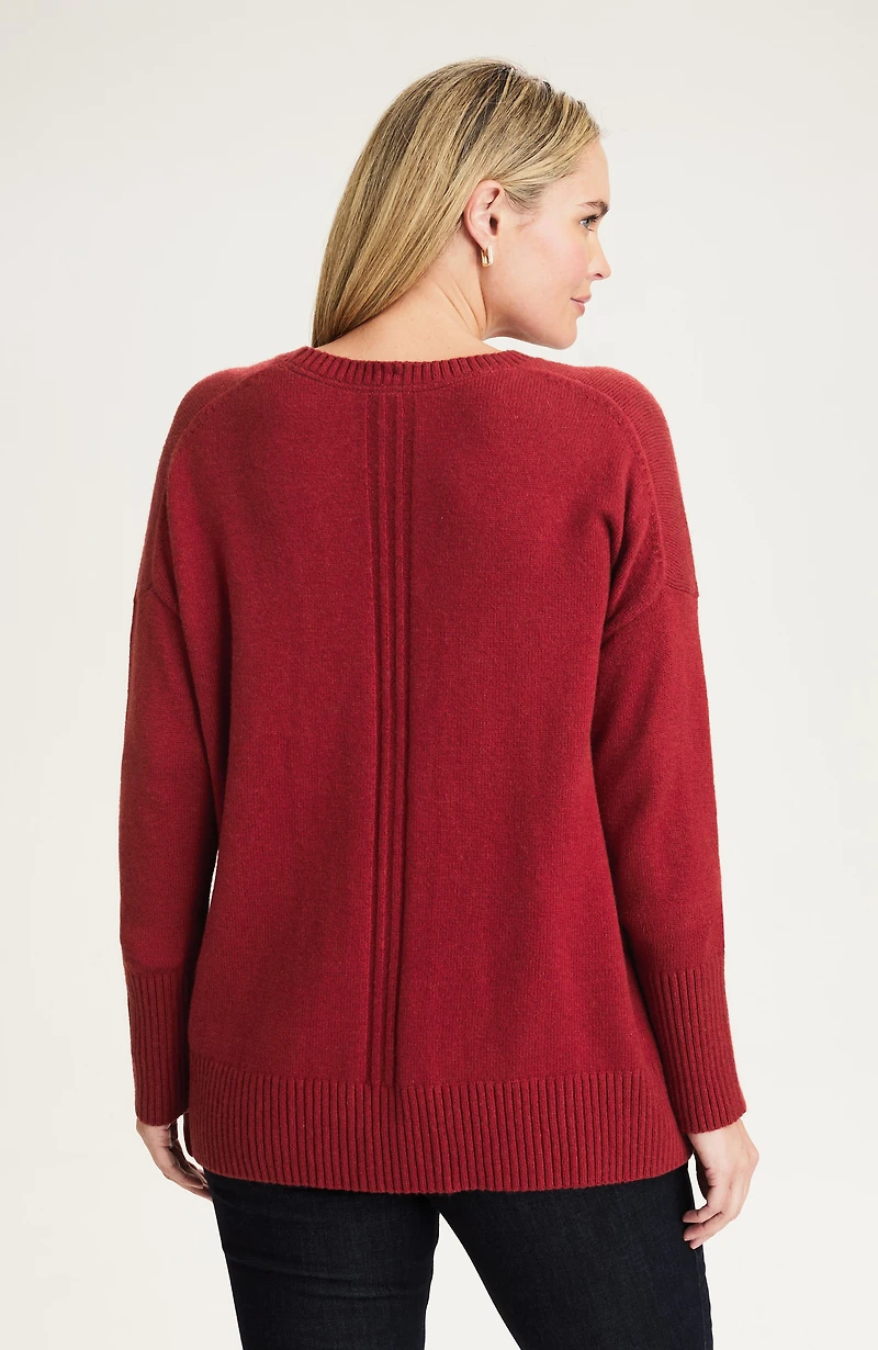 detachable-scarf crew-neck sweater