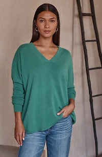 pure jill recycled cashmere v-neck sweater