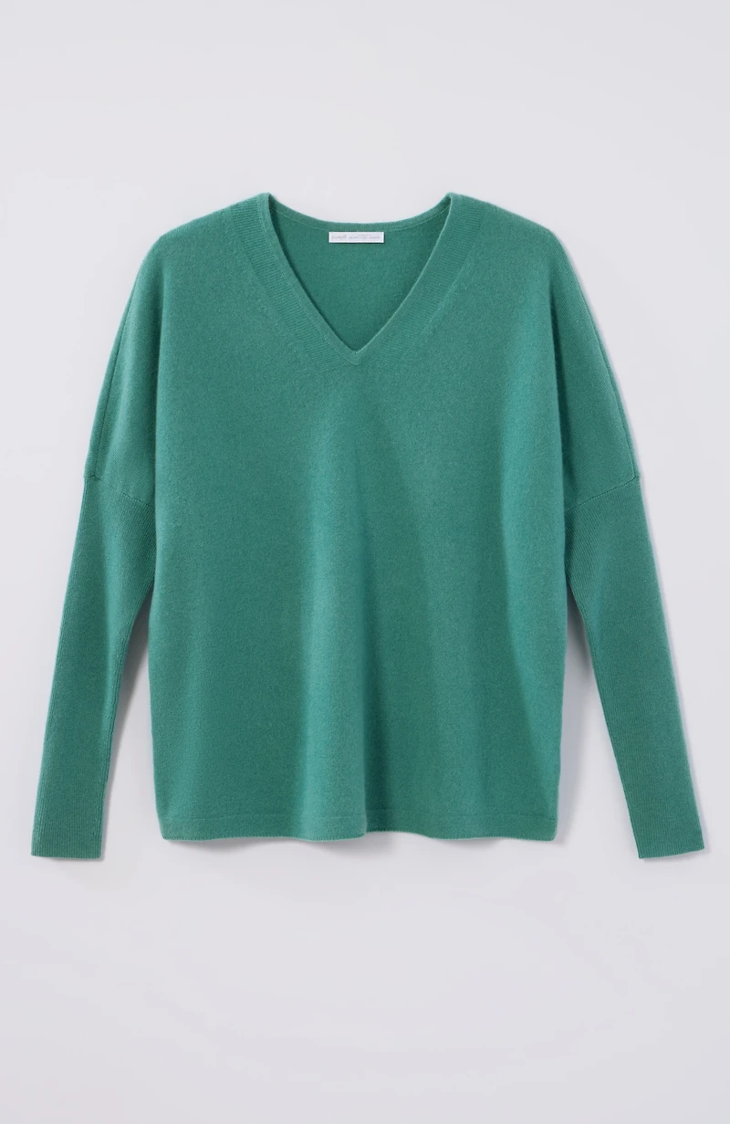 pure jill recycled cashmere v-neck sweater