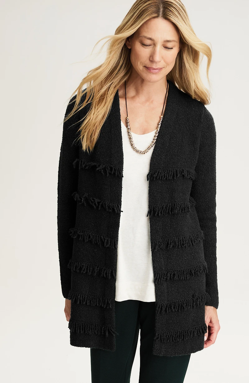 fringed cardi