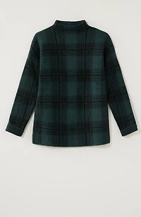 plaid funnel-neck sweater