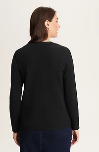 jeweled-button-shoulder sweater
