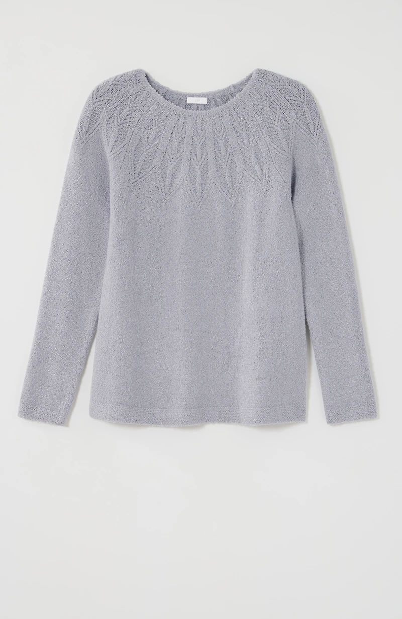metallic-stitched pullover sweater