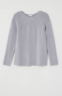 metallic-stitched pullover sweater