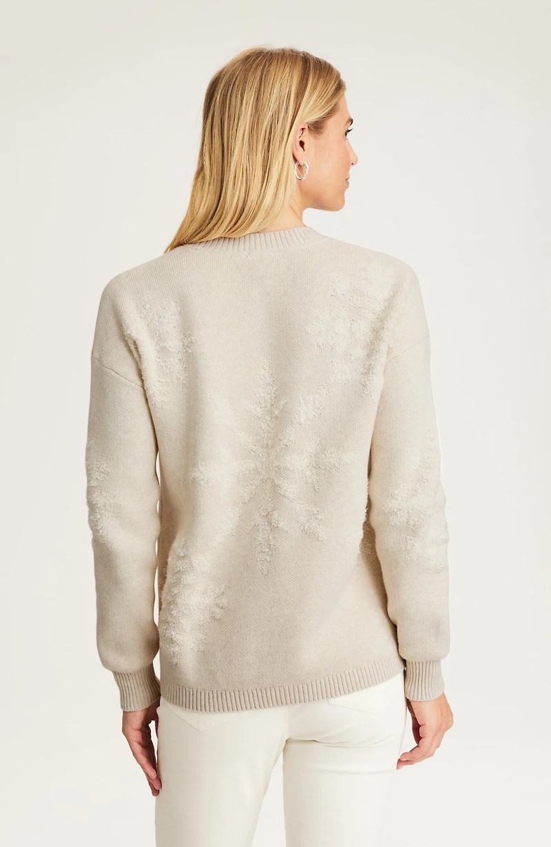 textured-stitched snowflake sweater