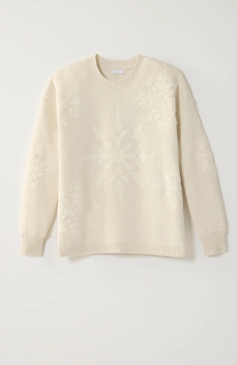 textured-stitched snowflake sweater