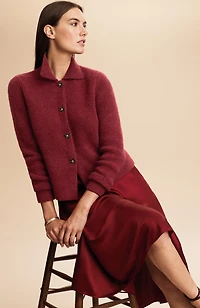 collared bouclé cardi