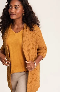 pure jill cabled open-front cardi