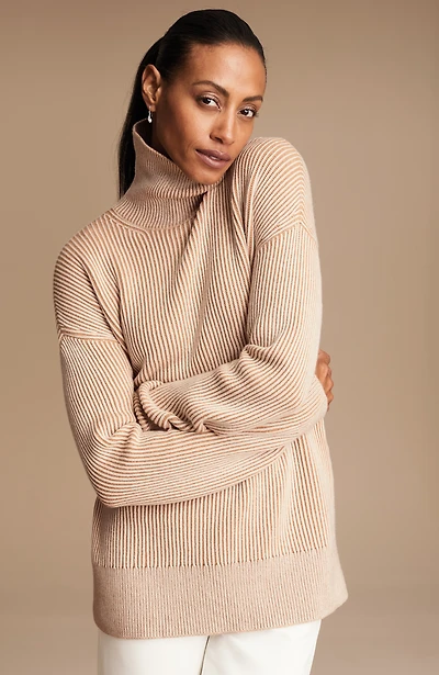 pure jill textured ribbed-knit sweater