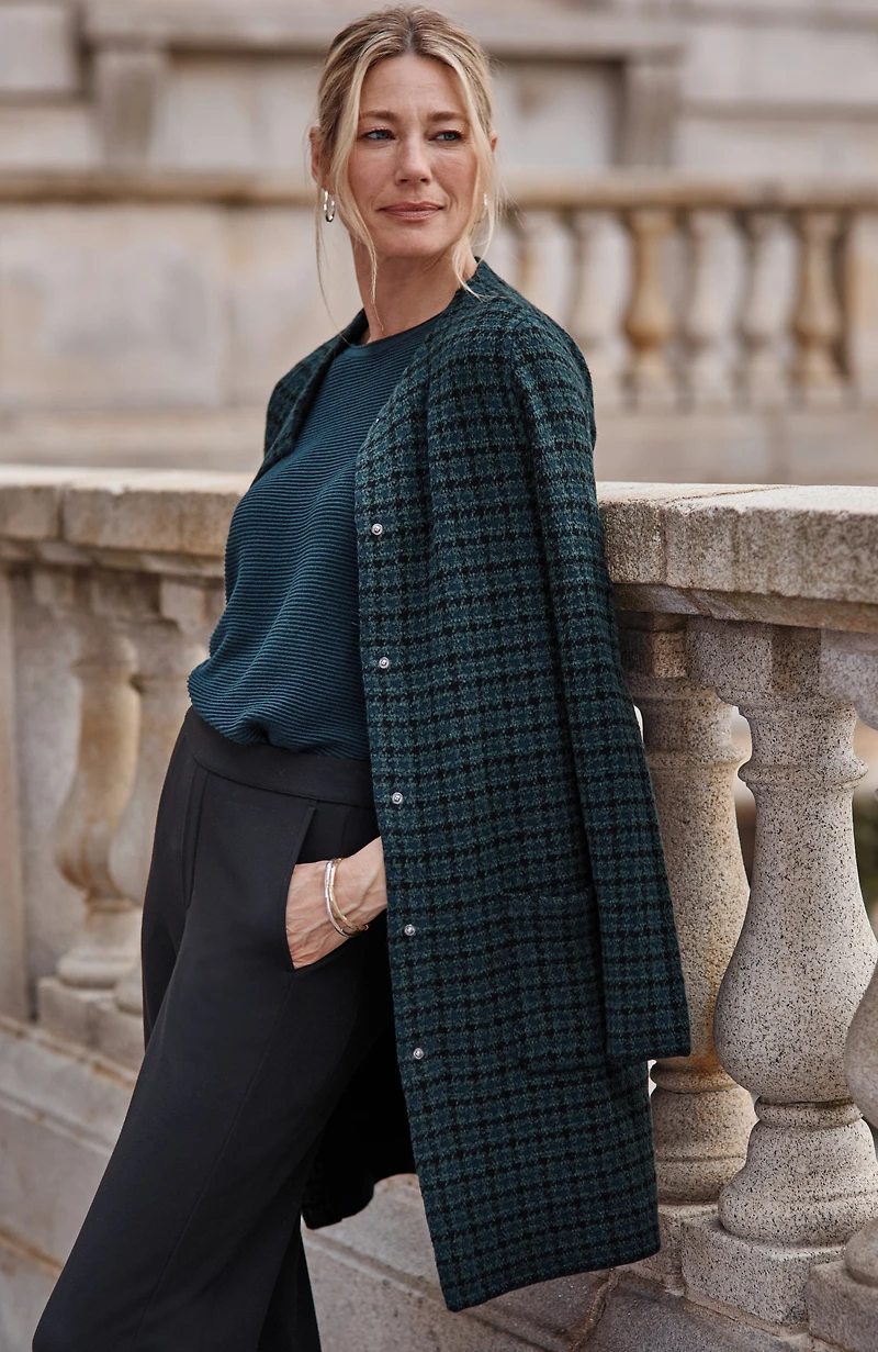 wearever plaid snap-front cardi