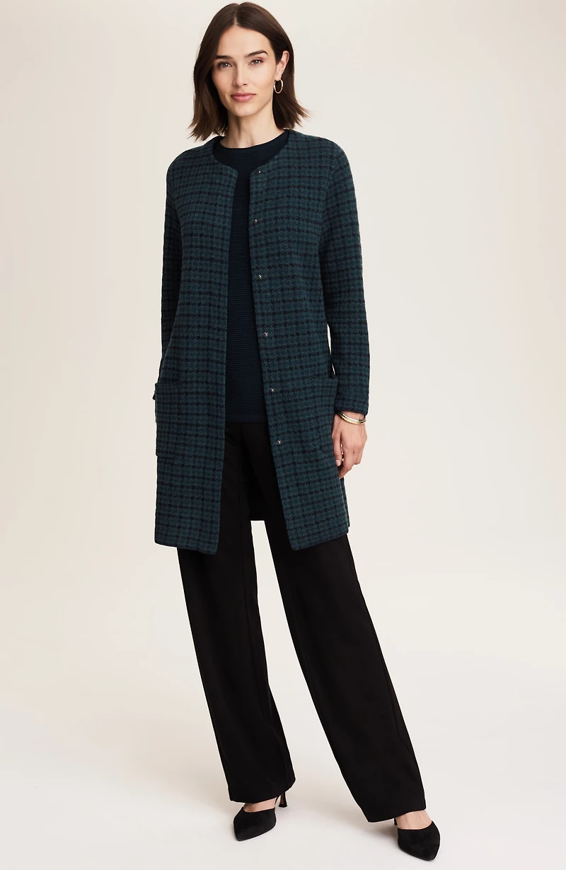 wearever plaid snap-front cardi