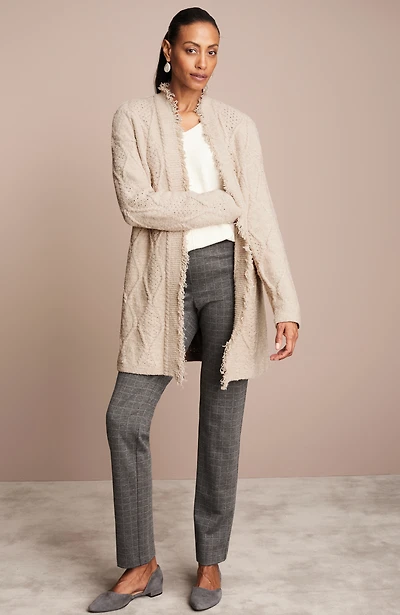 mixed-cable long cardigan