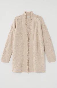 mixed-cable long cardigan