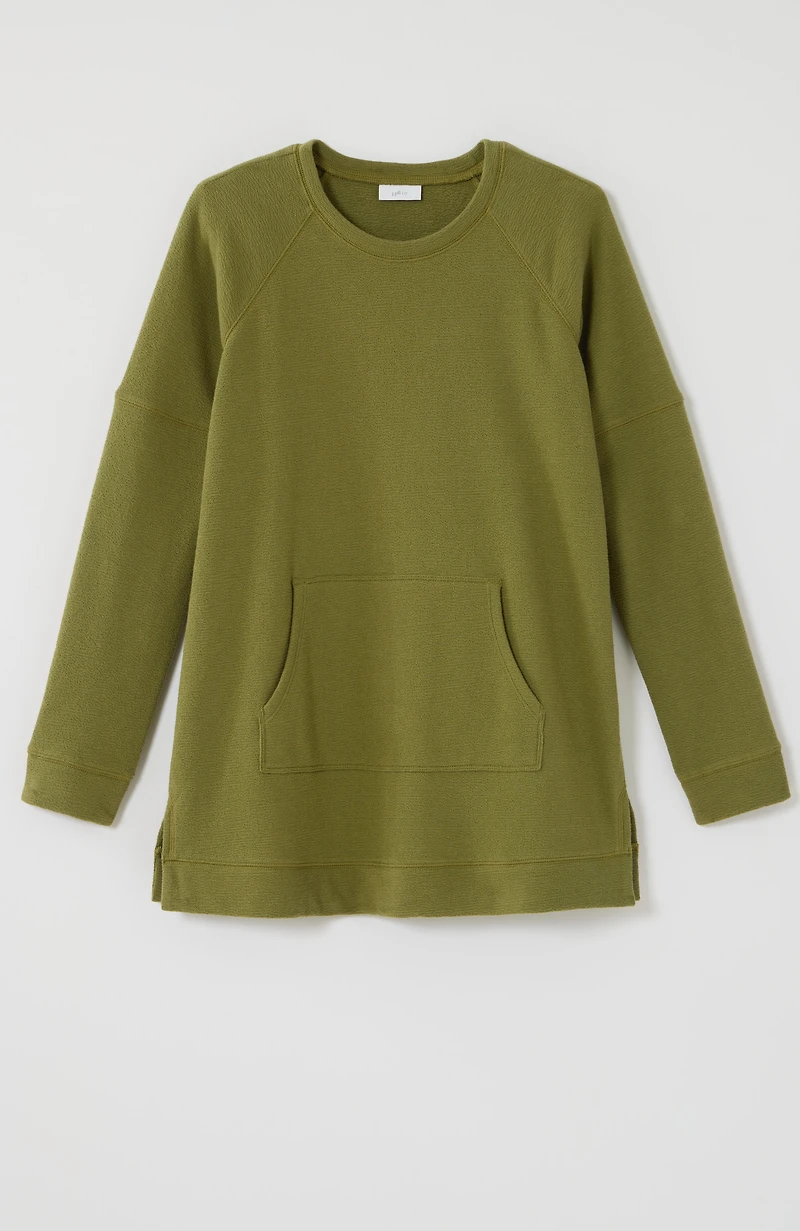 fit textured fleece tunic
