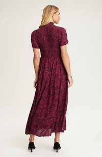 tapestry-printed smocked-bodice dress