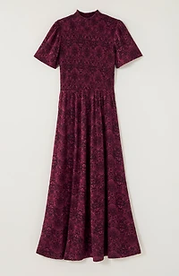 tapestry-printed smocked-bodice dress