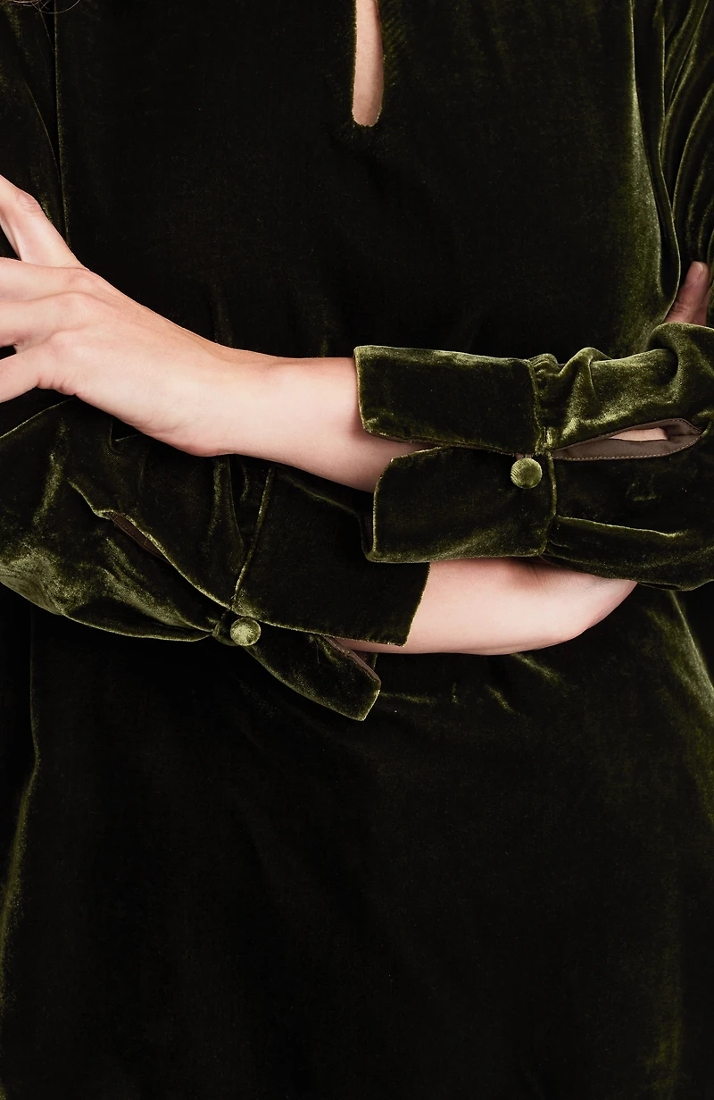 velvet stand-collar top