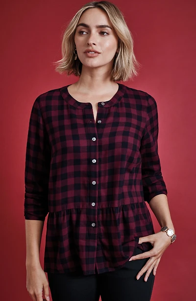 buffalo-check peplum top