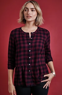 buffalo-check peplum top