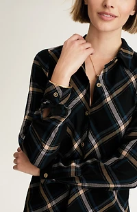 soft-brushed bias plaid shirt