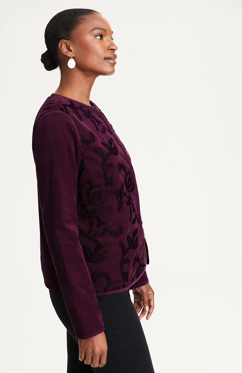 pure jill embroidered-corduroy jacket