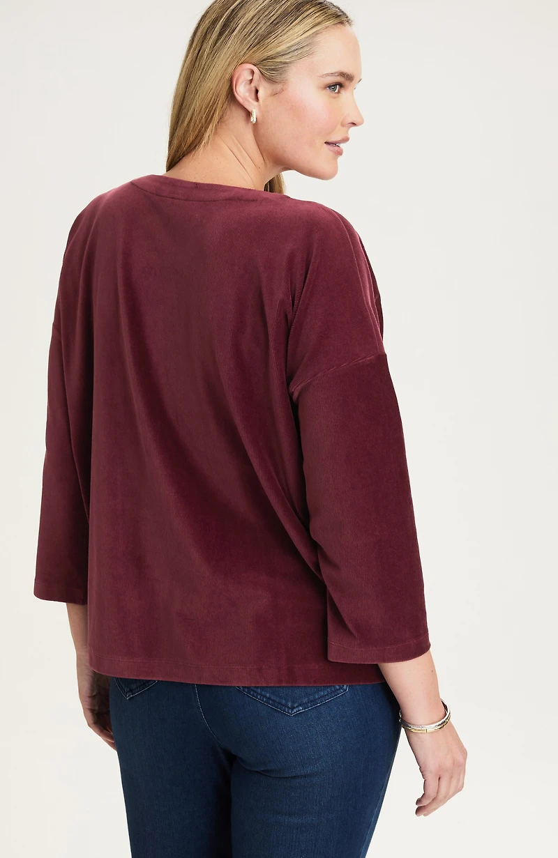 pure jill corded velour pocket top
