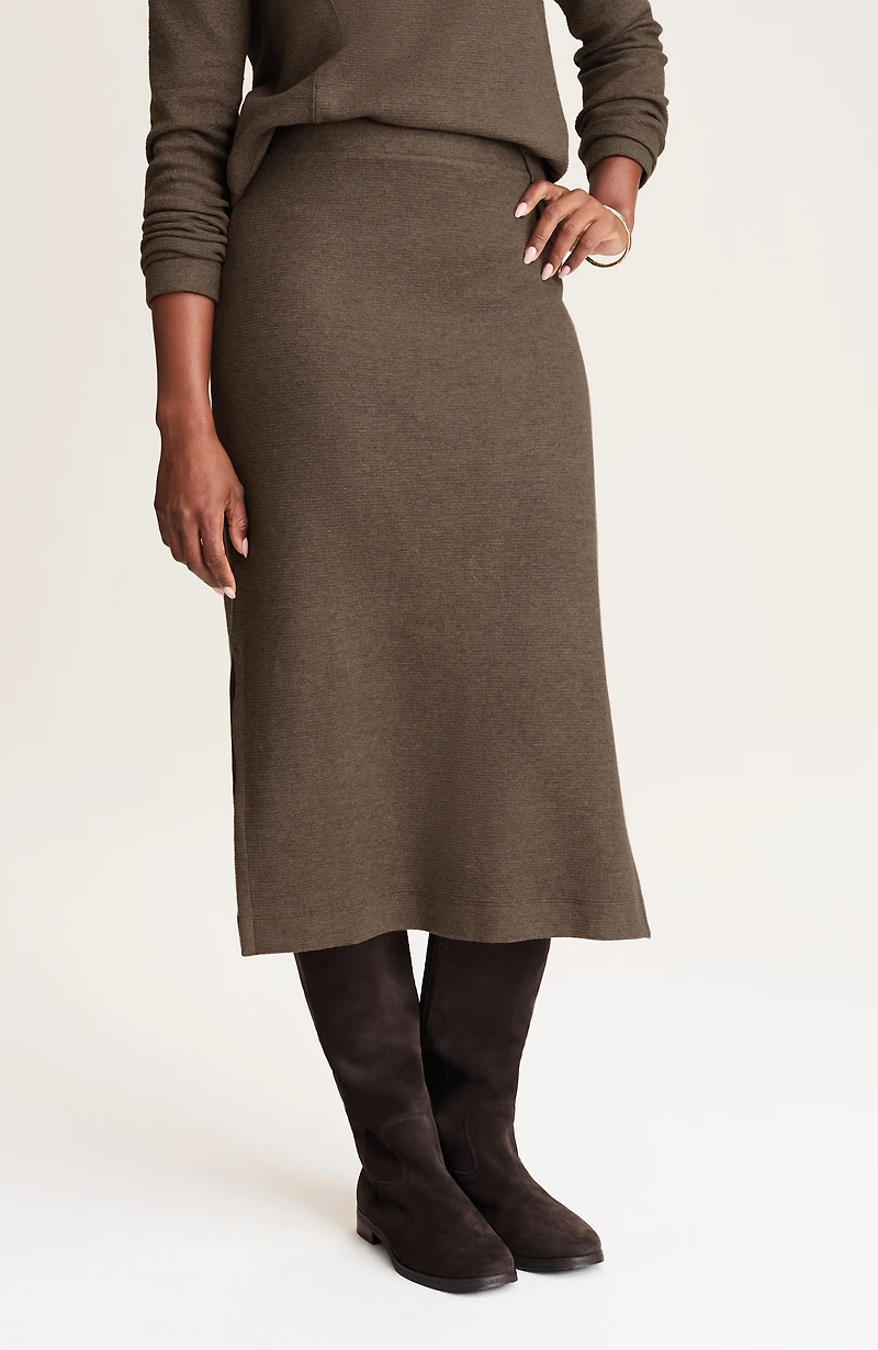pure jill textured-knit pull-on skirt