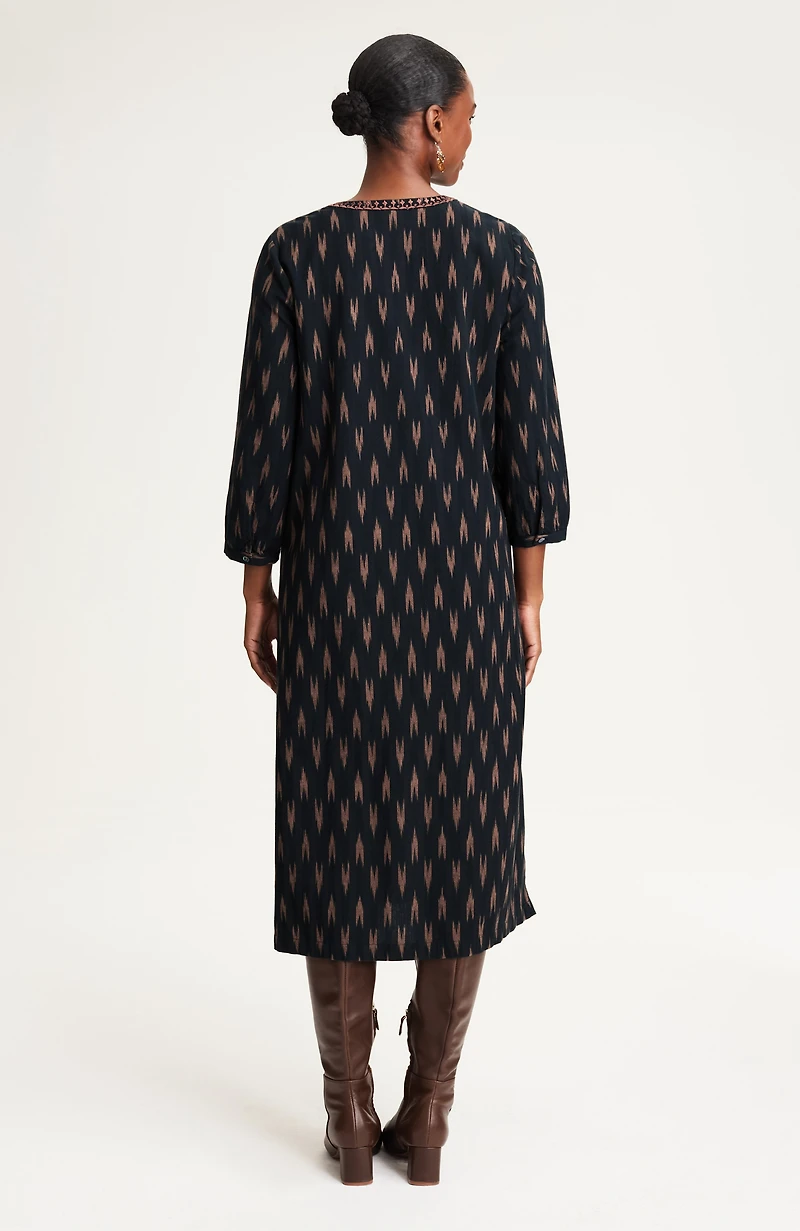 pure jill embroidered ikat dress